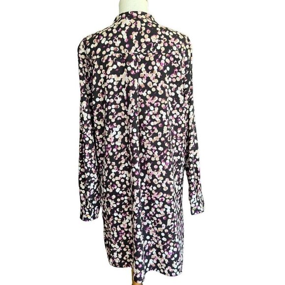 Anne Klein Multicolor Crew Neck 1/4-Button Up Long Sleeve Shift Dress Women Sz M - Picture 4 of 12